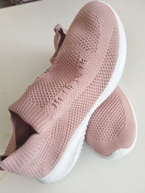 Athletic Works Women’s Slip-On Knit Sneakers Mauve Pink - Memory Foam Size 7
